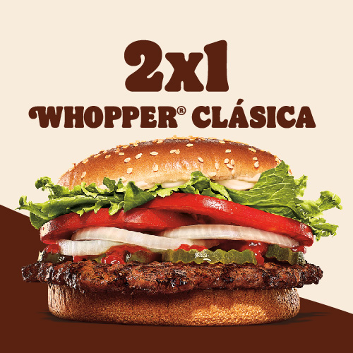 Promo 2 X 1 Whopper Burger King Colombia